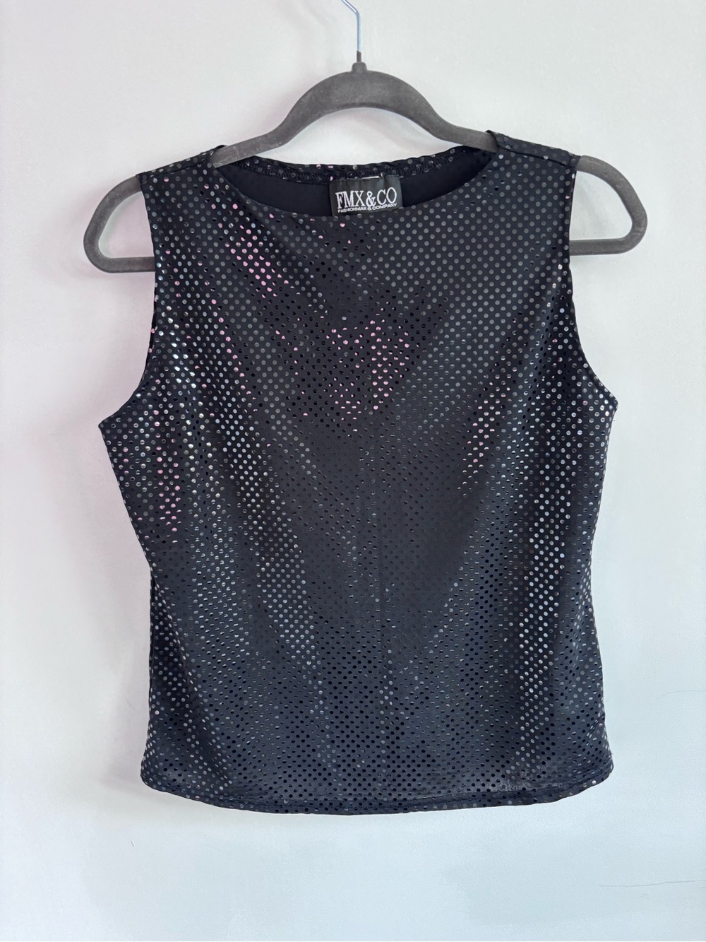 Elegant Fancy Black All-Over Sequin Sleeveless Top- Flattering & Versatile- SM
